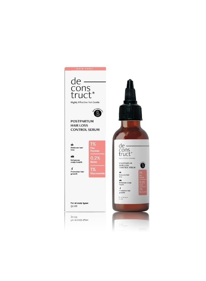 Deconstruct Postpartum Hair Loss Control Serum with Biotin and Contains 1% Pea Peptide + 1% Niacinamide | For hair fall after pregnancy | Breastfeeding Safe | 50ml - Image 1